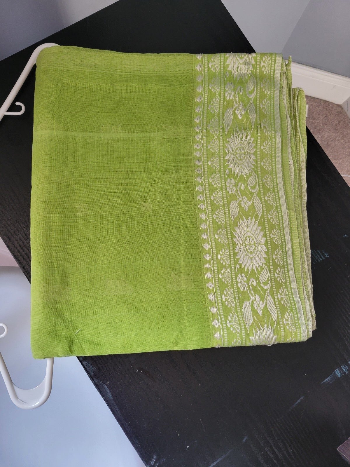 Soft Chikankari saree Green/White