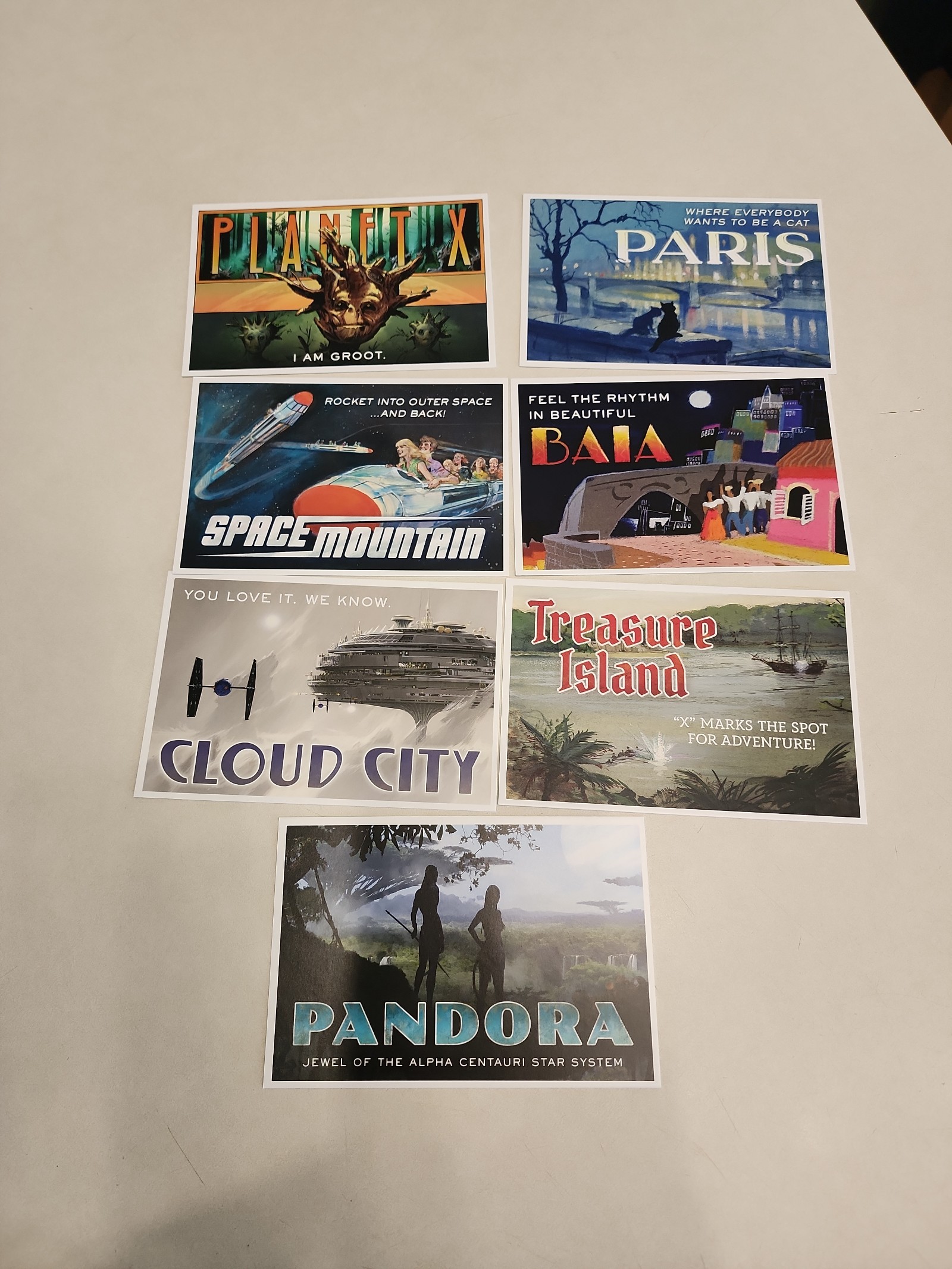 D23 Fan Club 2020 Postcard Set Pandora Groot Space Mountain Star Wars