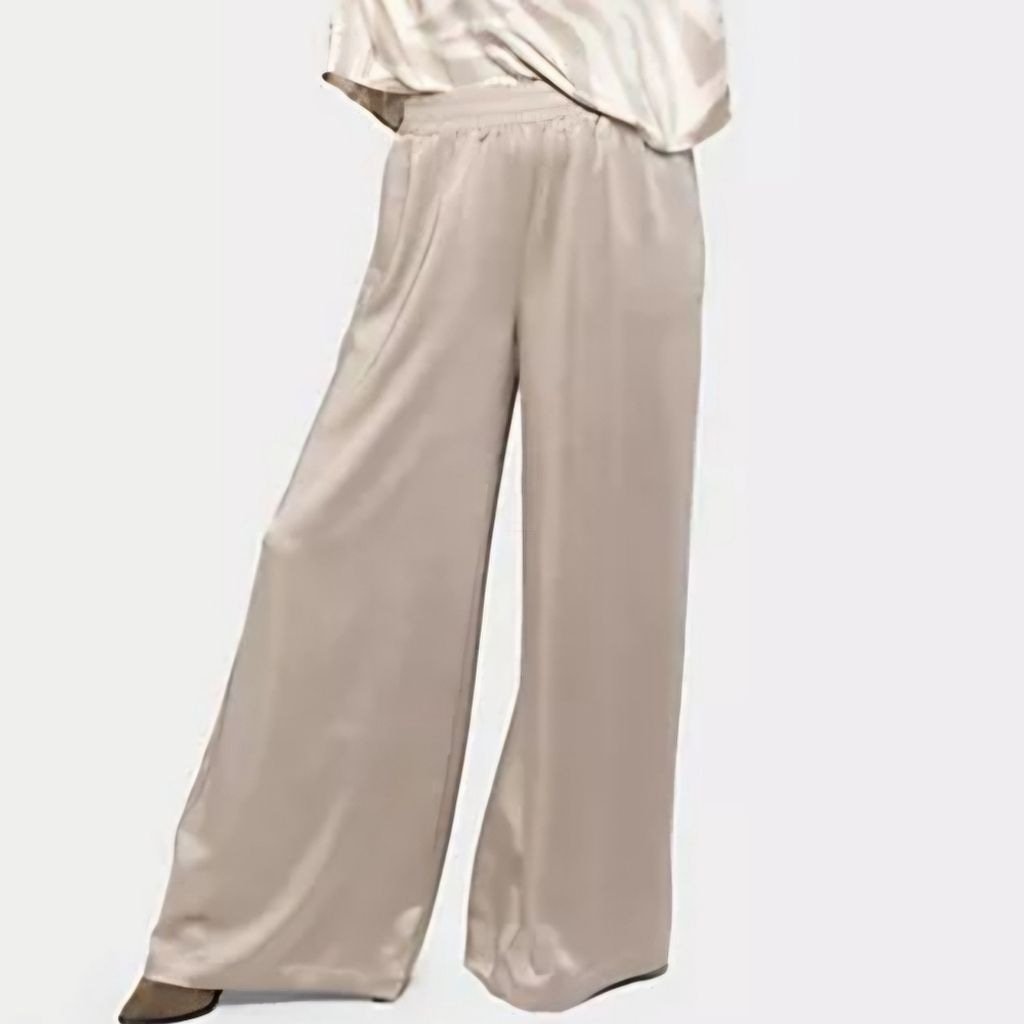 Peace Love World Satin Wide Leg Relaxed Fit Pants
