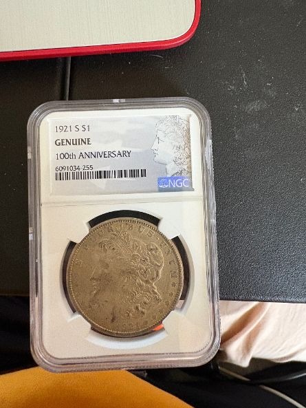1921-S Genuine Morgan Silver Dollar 100th anniversary NGC