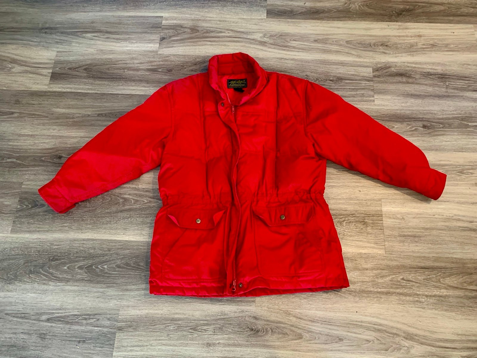Vintage 80s Eddie Bauer Goose Down Jacket Mens Large Red Quilted Coat