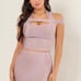 Women Dusty Mauve Open Shoulder Crop Top