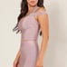 Women Dusty Mauve Open Shoulder Crop Top