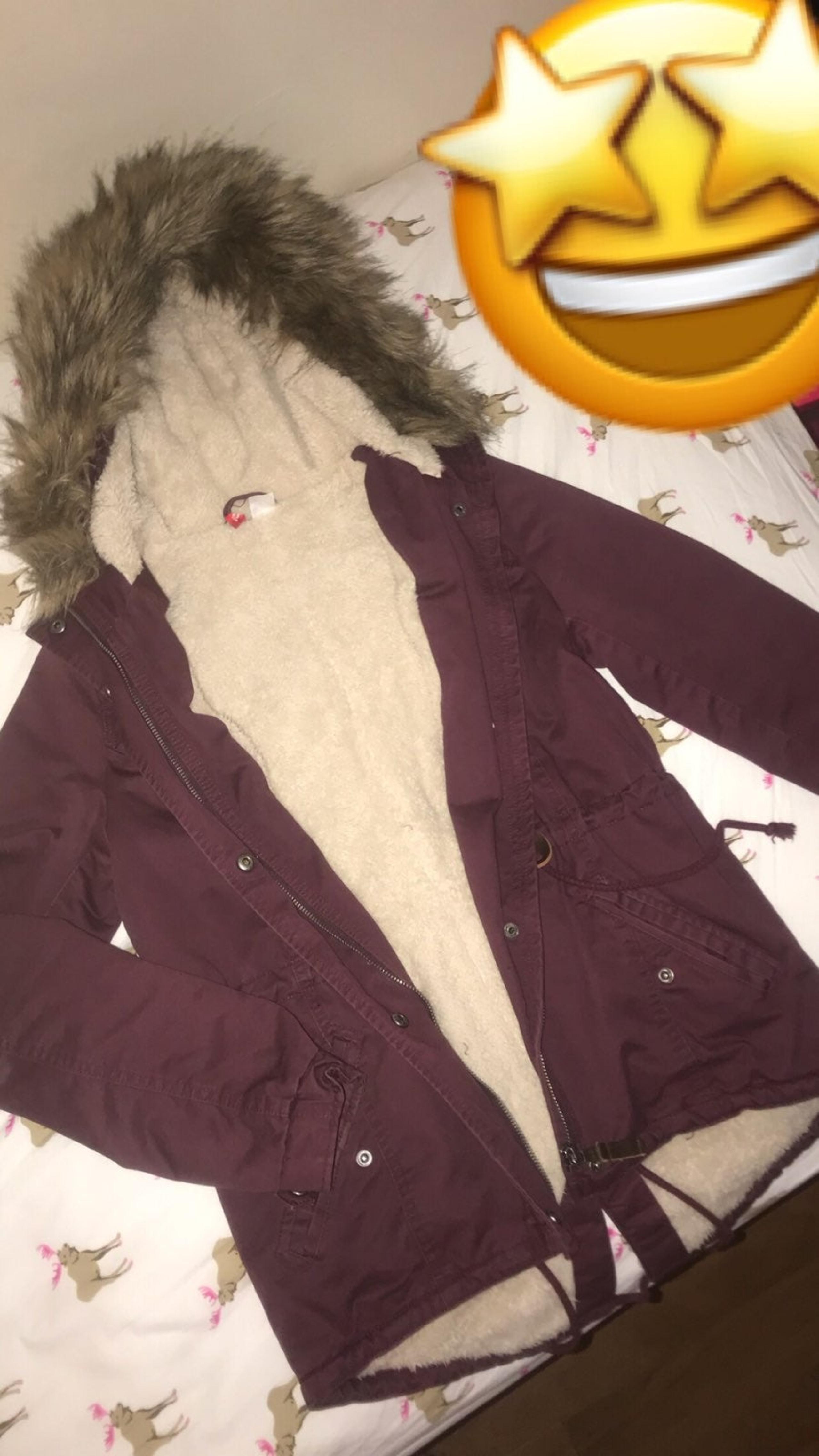 burgundy parka / coat