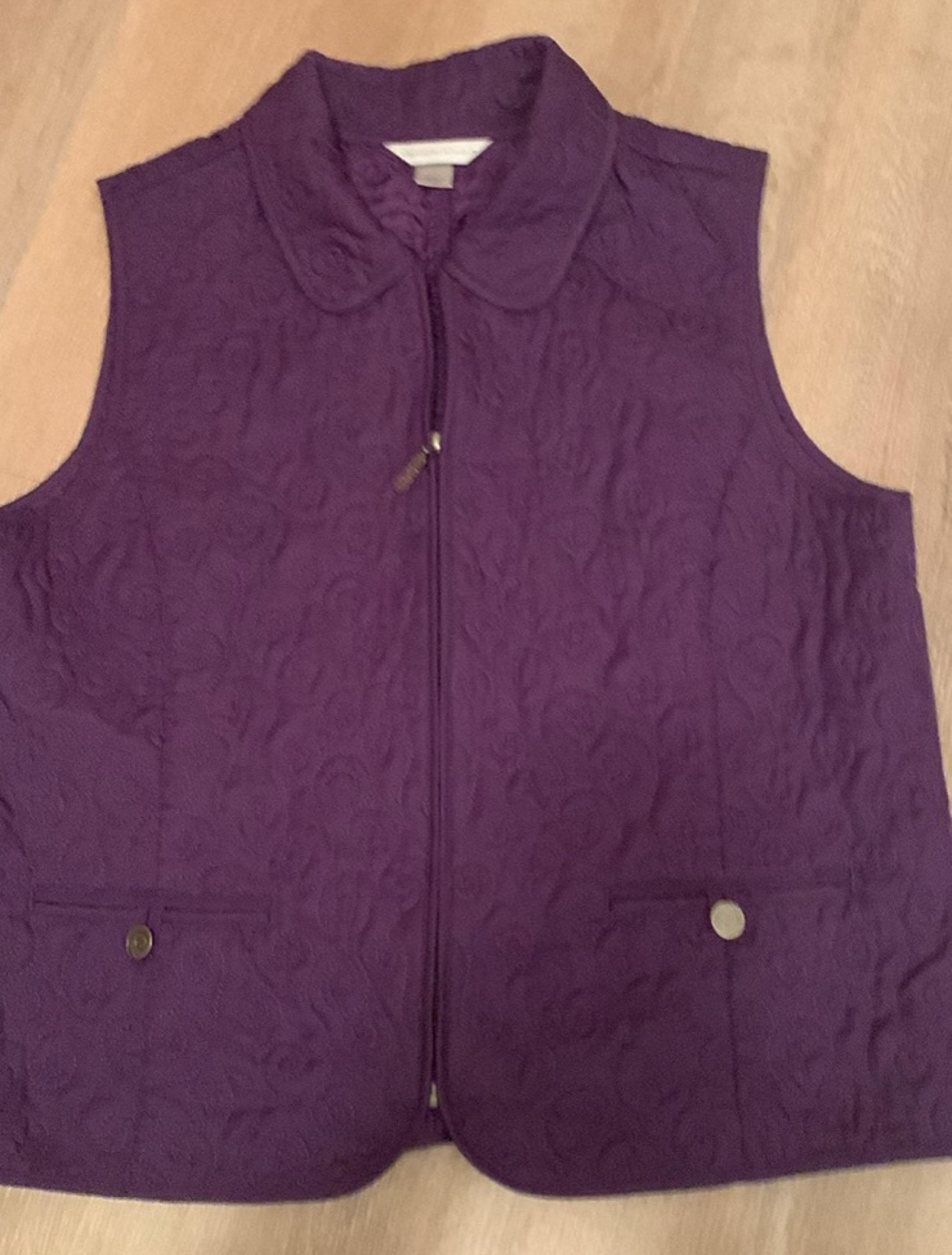 Christopher Banks Quilted Purple Vest Large