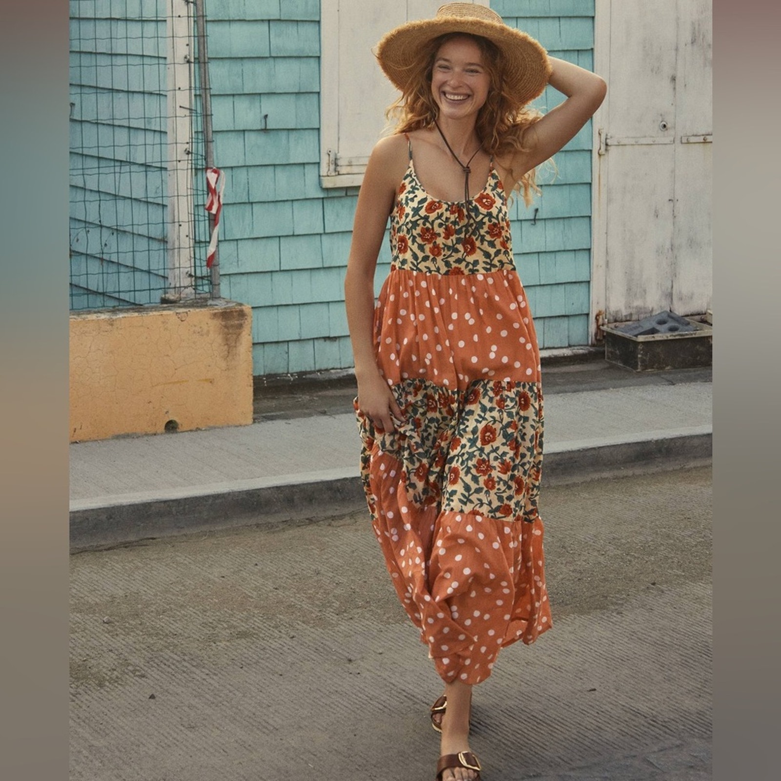 Roller Rabbit x Anthropologie Dakota Floral Polka Dot Sleeveless Maxi Dress NWOT