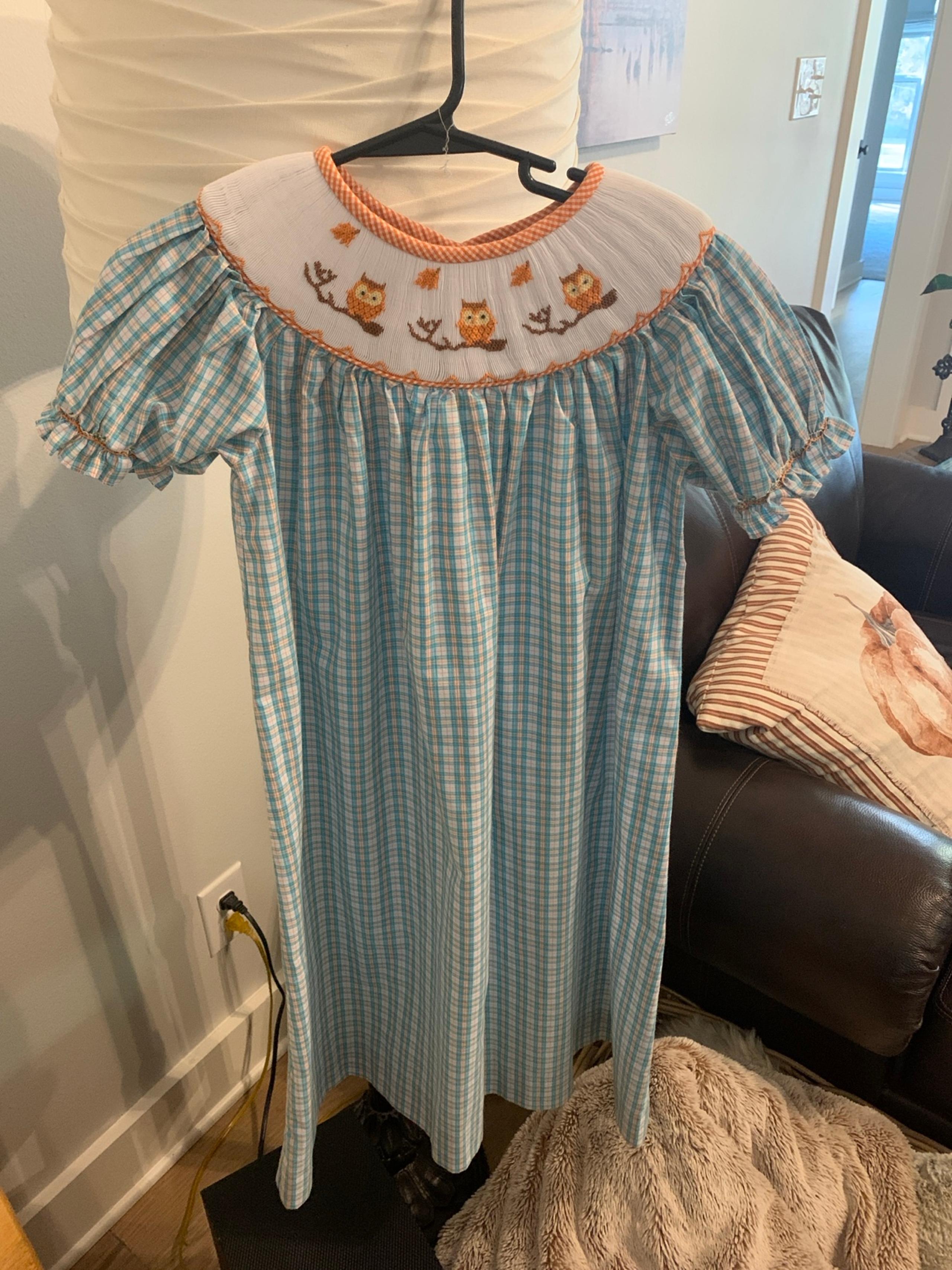 Smocked Owl Dress size 6