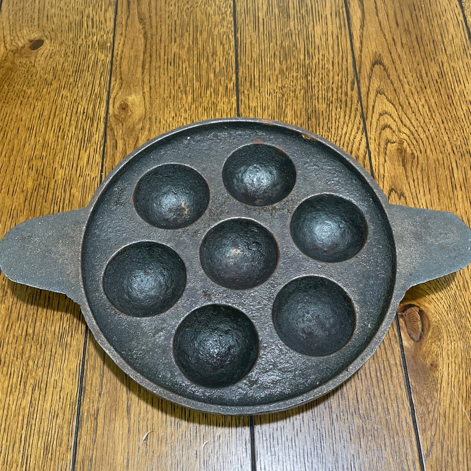 Cast Iron Pan Aebleskiver Egg Poacher Pancake Paniyaram Skillet Double Handles