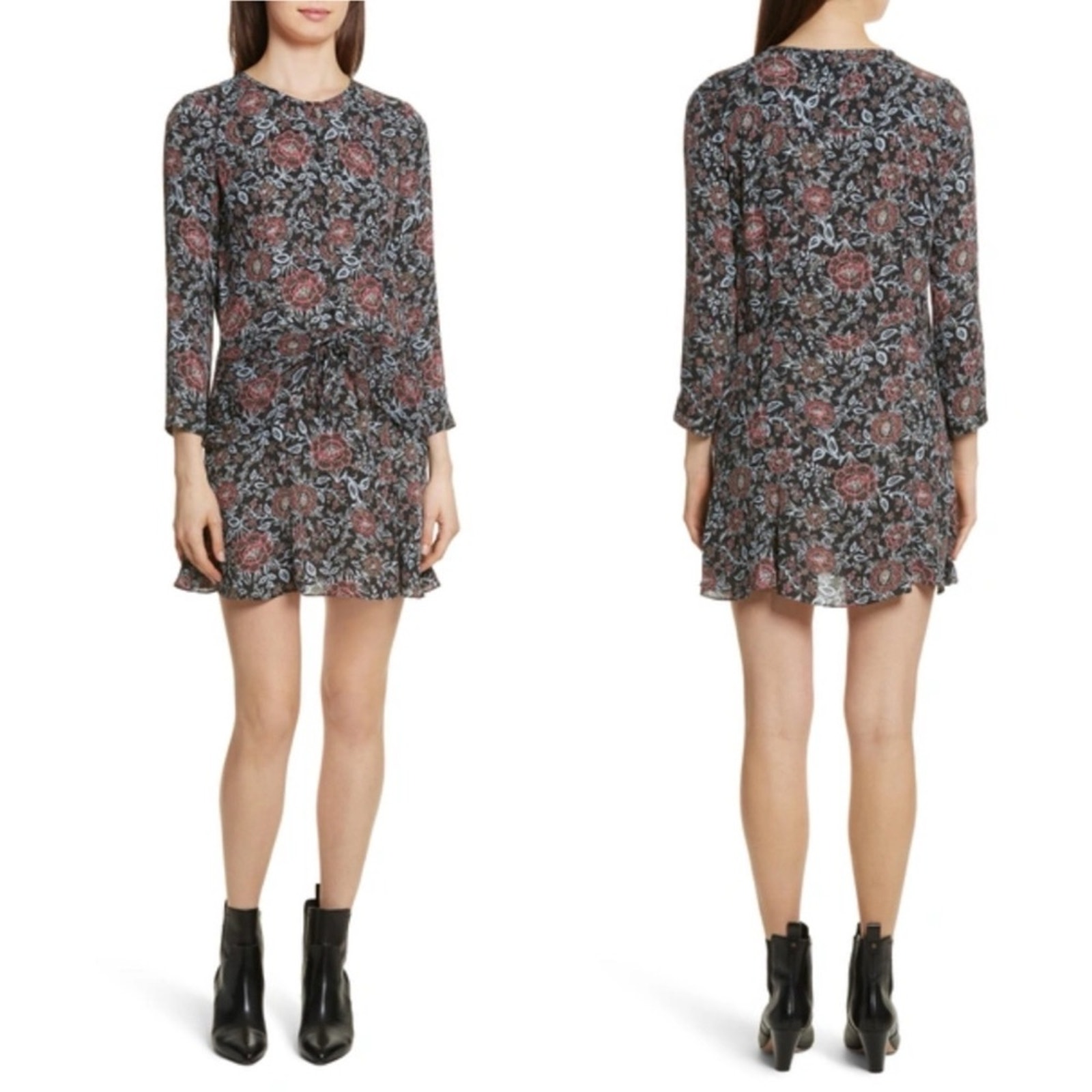 VERONICA BEARD Silk Floral Drop Waist Flounce Skirt Mini Dress Size 4