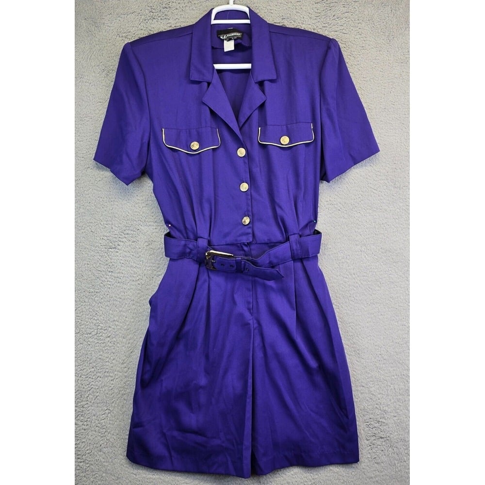 Vintage SL Fashions Dress Womens 18 Purple Old Money Preppy 80s 90s READ Office