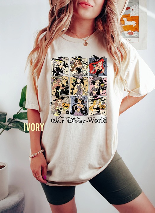 Vintage Disney Princess Halloween Comfort Shirt Retro Walt Disney World Hallowee