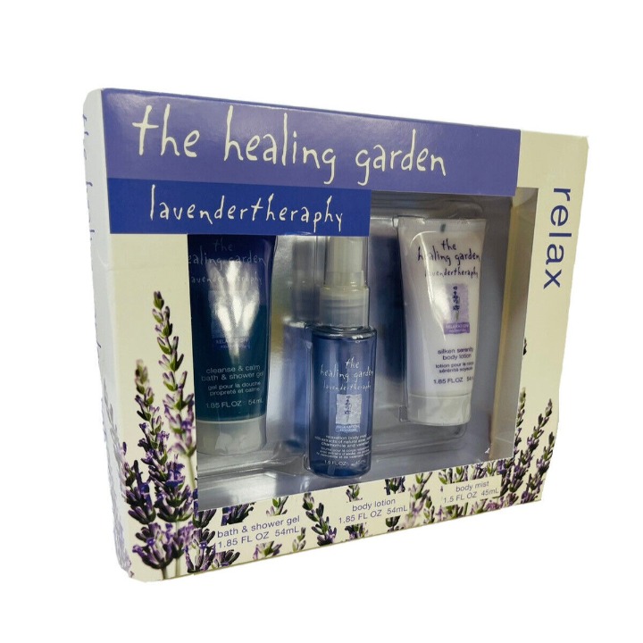 The Healing Garden Lavender Relax Therapy Body Mist Lotion Wash 3 Piece Set