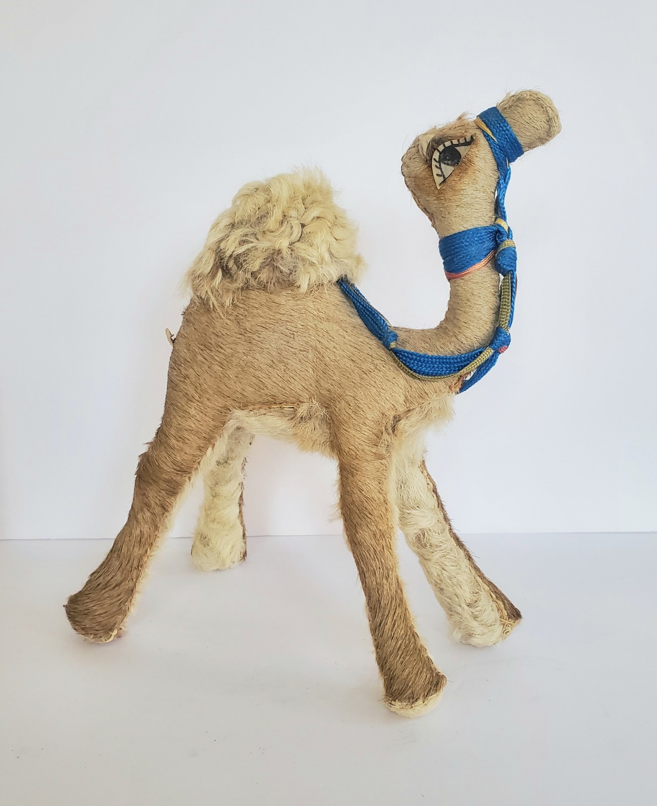 Vintage Handmade Animal Hair Stitched Camel Standing Plush Real Fur Figure