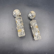 Earrings Lucite and rhinestone clip Ons vintage 042322@