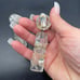 Earrings Lucite and rhinestone clip Ons vintage 042322@