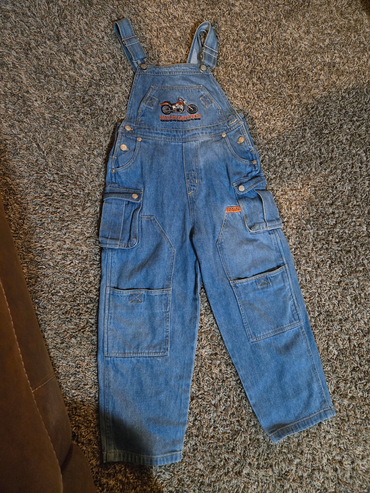 Vintage Harley Davidson denim overalls kids size 7