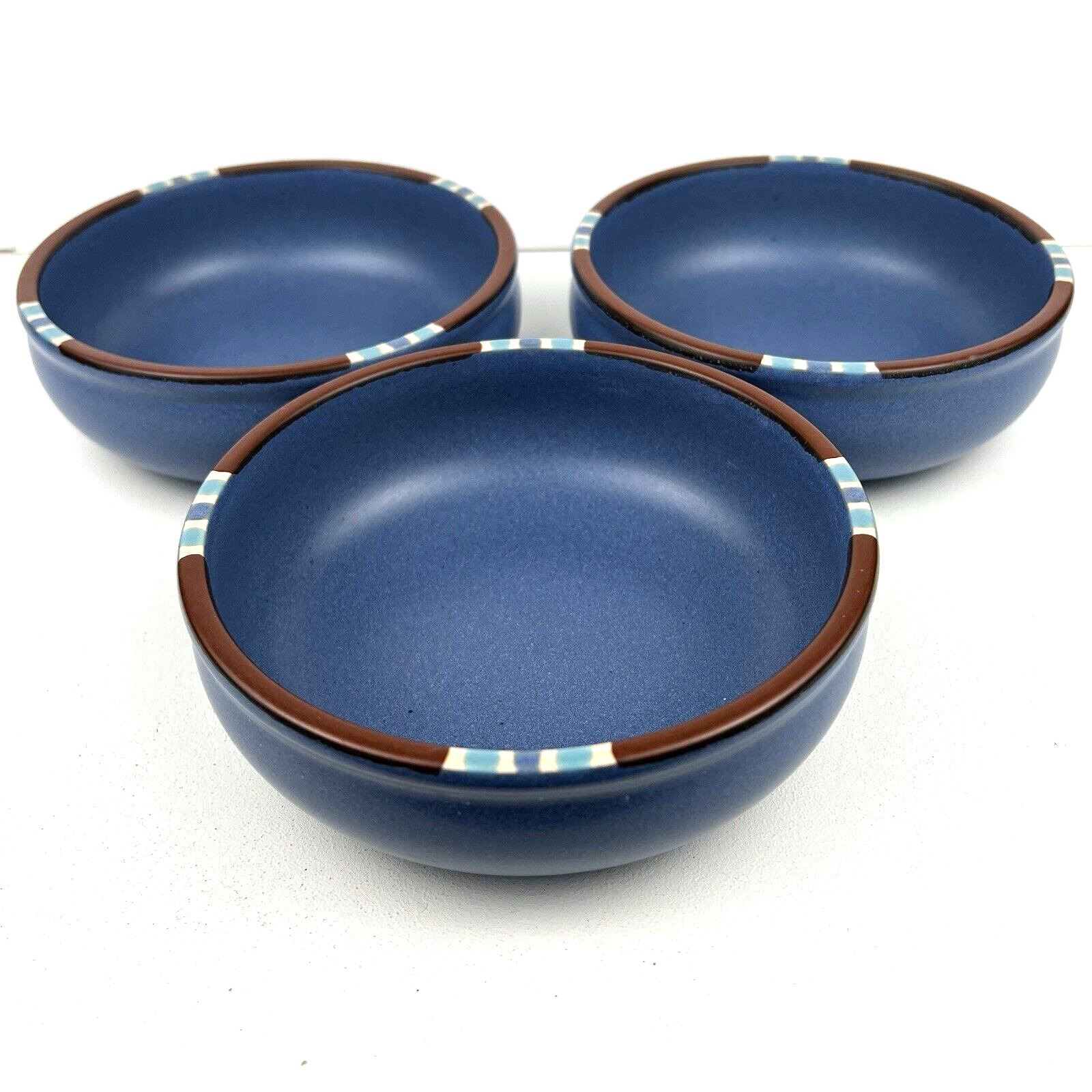 Set of 3 Dansk Mesa Blue Stoneware Soup/Cereal Bowls 6 in.