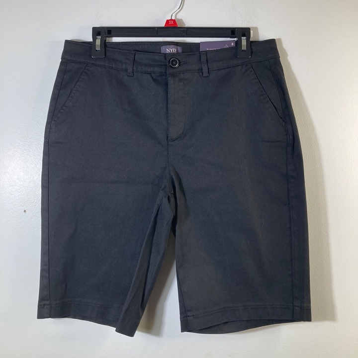 Womens NYDJ Bermuda 11 Twill Shorts Black 8 NWT