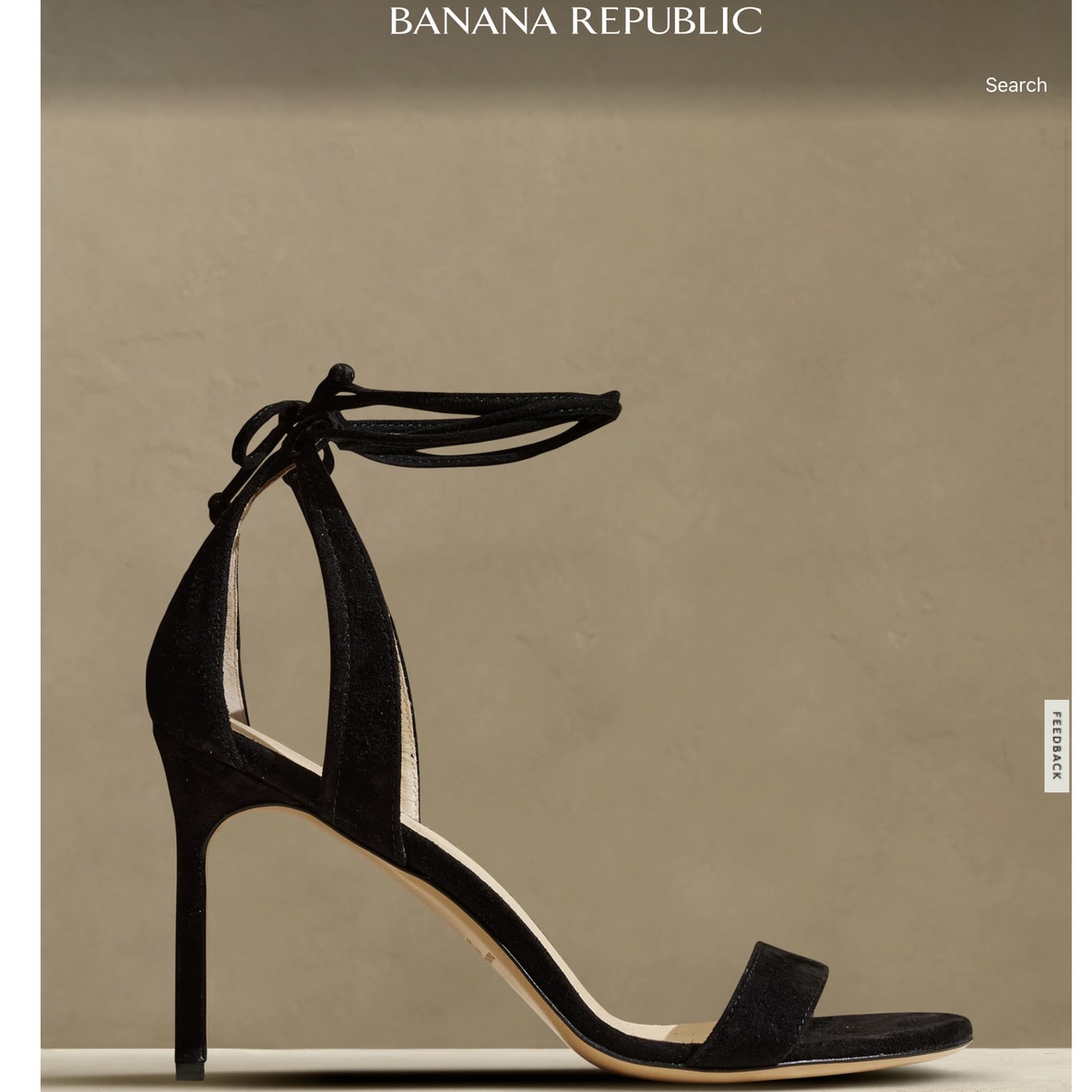 EUC 280 Margaux Banana Republic Black Suede Ankle Wrap Heels size 7.5
