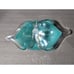 LARGE TURQUOISE ART BLOWN GLASS BOWL BASKET