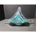 LARGE TURQUOISE ART BLOWN GLASS BOWL BASKET