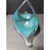 LARGE TURQUOISE ART BLOWN GLASS BOWL BASKET