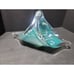 LARGE TURQUOISE ART BLOWN GLASS BOWL BASKET