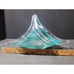 LARGE TURQUOISE ART BLOWN GLASS BOWL BASKET