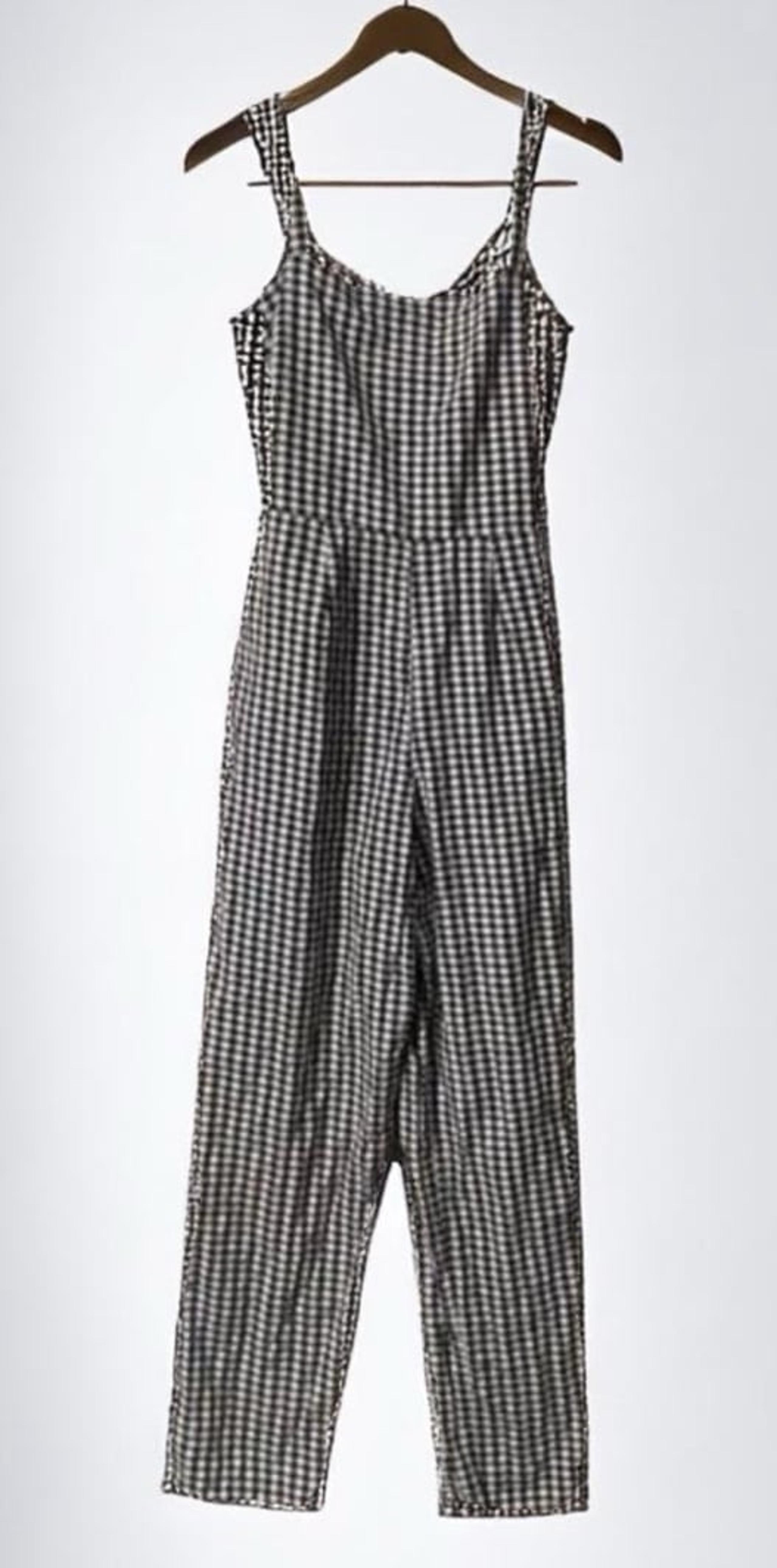 Blue Rain Women’s Gingham Jumpsuit Check Black White