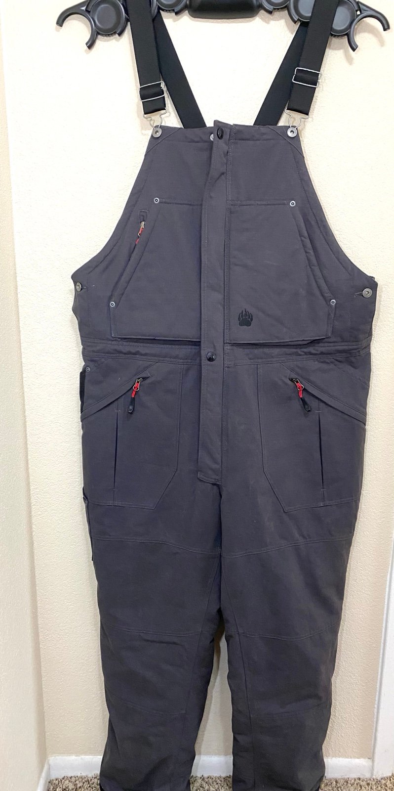 Mens Alaskan HardGear by Duluth Trading Black Snow Pants Bib Overalls Large 30