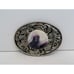 Western Style Belt Buckle With White And Purple Stone In Center