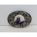 Western Style Belt Buckle With White And Purple Stone In Center