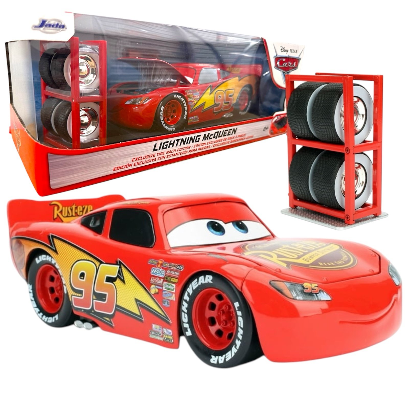 Disney Pixar Cars Lightning McQueen - Jada 1:24 Exclusive Tire Rack Edition
