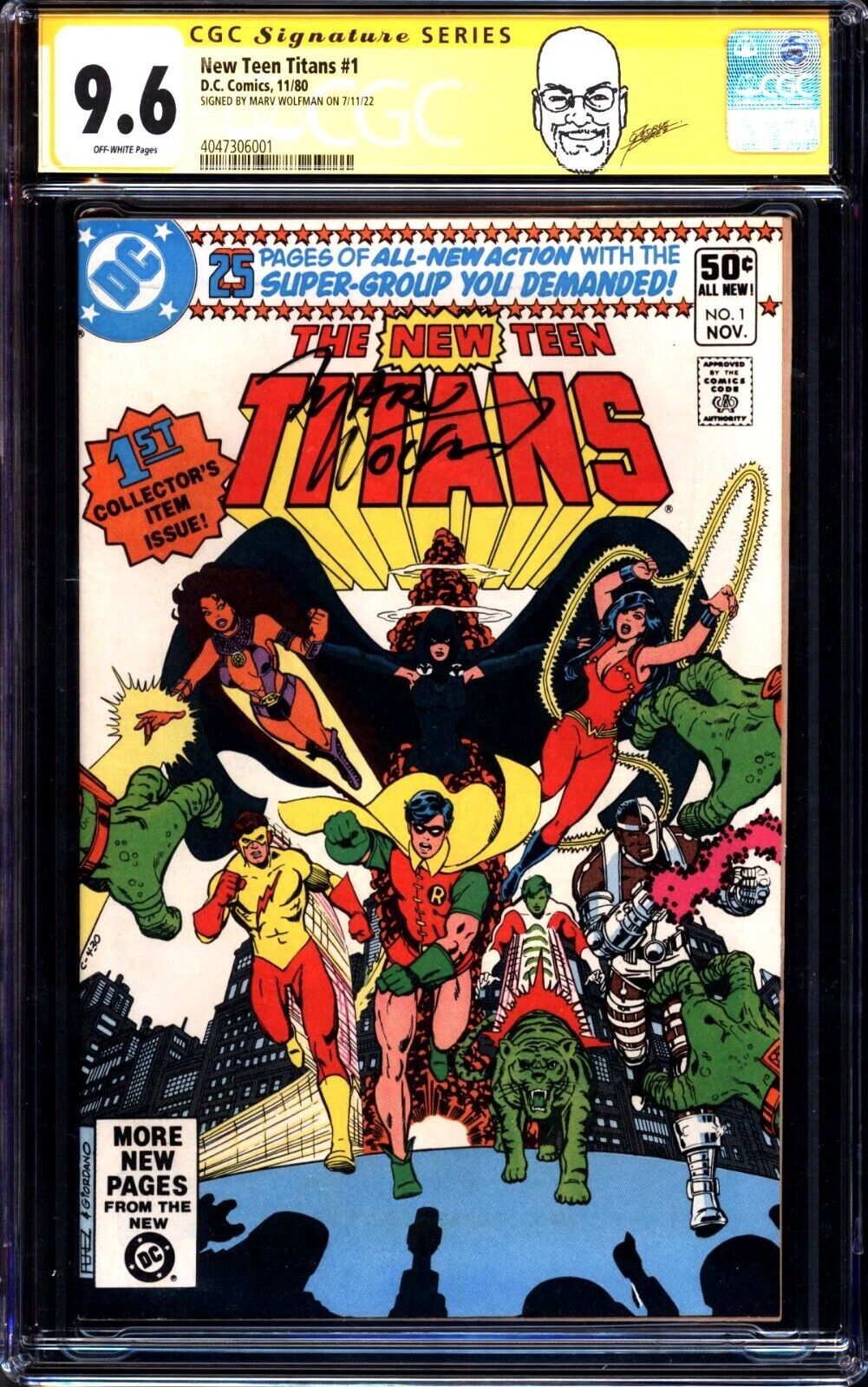 New Teen Titans #1 (1980) CGC 9.6 -- Signed (Signature Series) by Marv Wolfman
