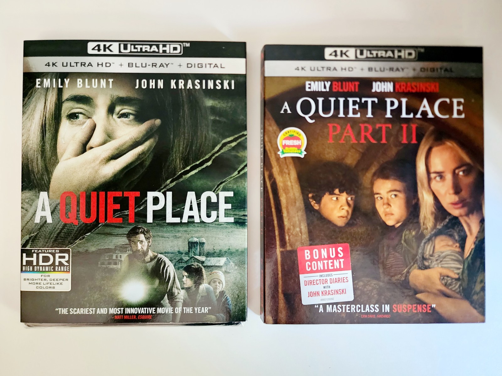 A Quiet Place Part 1 & 2: 4K, Blu Ray, Digi w/ Slipcovers New Mint Ships in Box