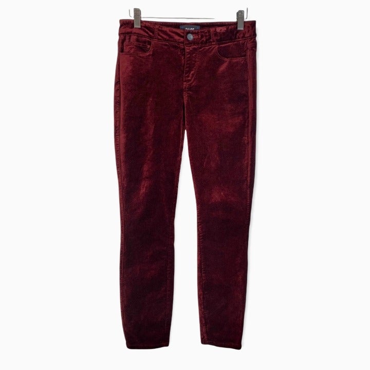 Paige Verdugo Red Ankle Velvet Skinny Pants Size 28