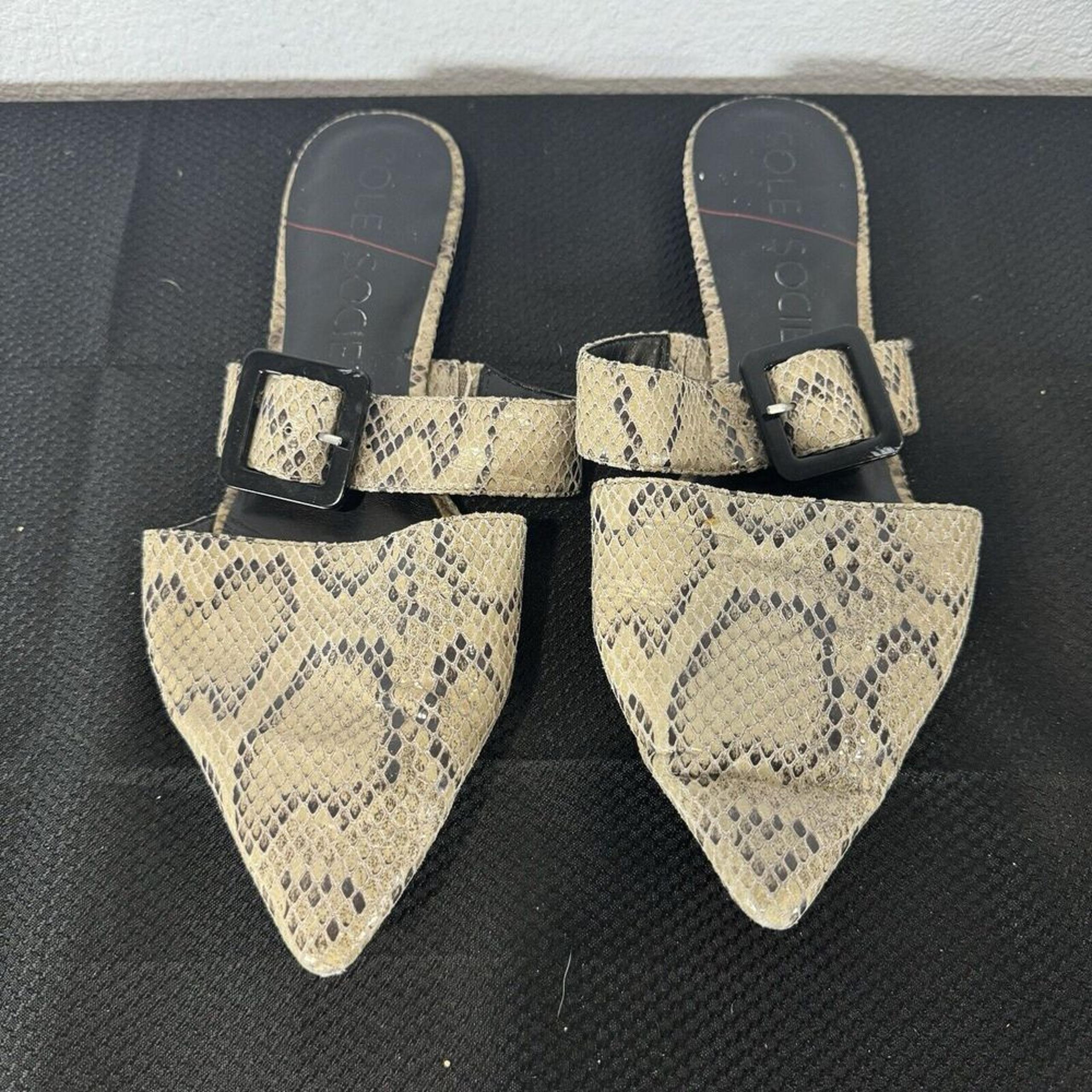 Sole Society Women's Snake Skin Faux Mule Heels Flats Comfy Size 10m