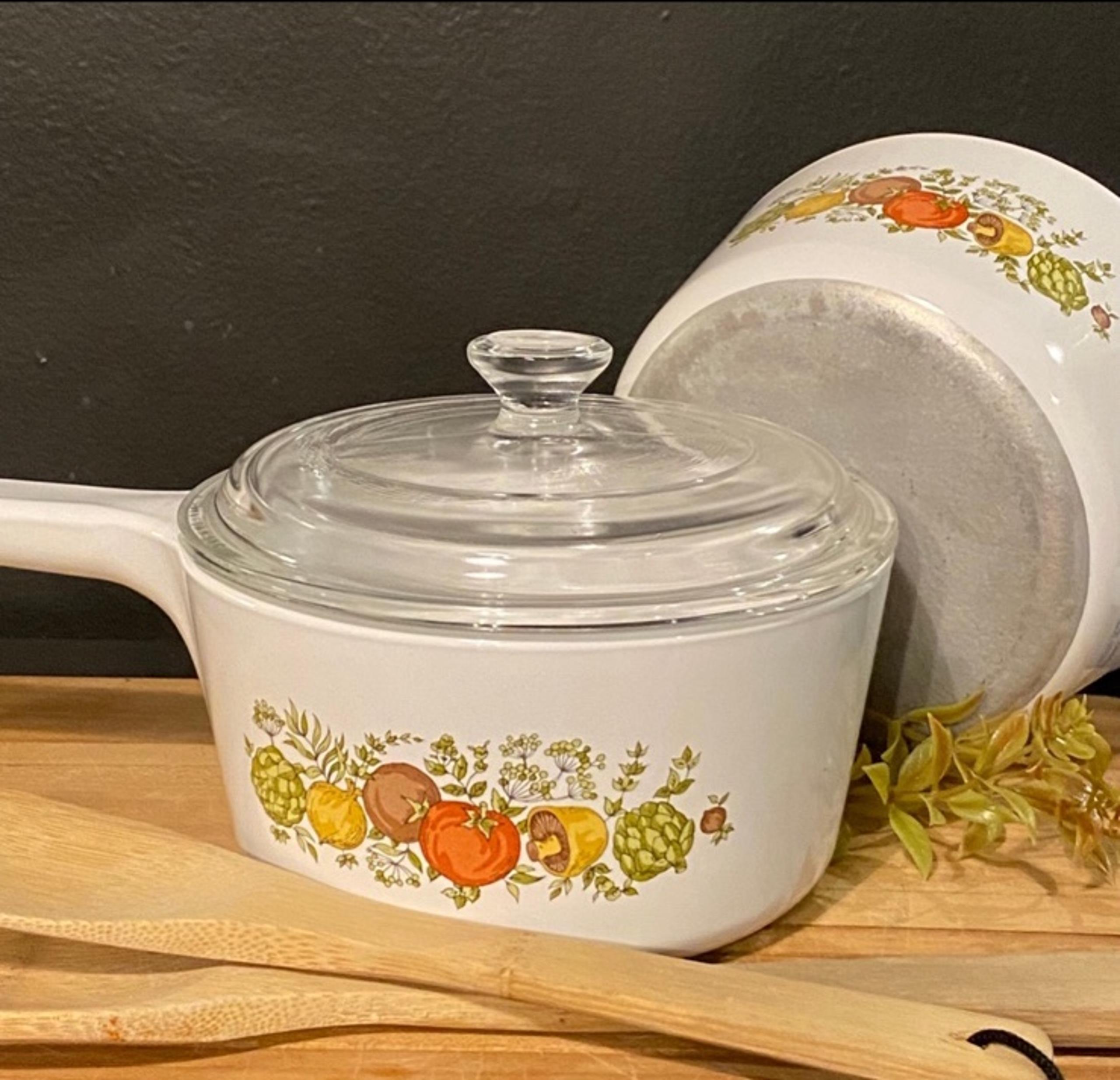Vintage CORNING WARE SPICE OF LIFE ALUMINUM CLAD BOTTOM 1 QT SAUCE POT W/LID