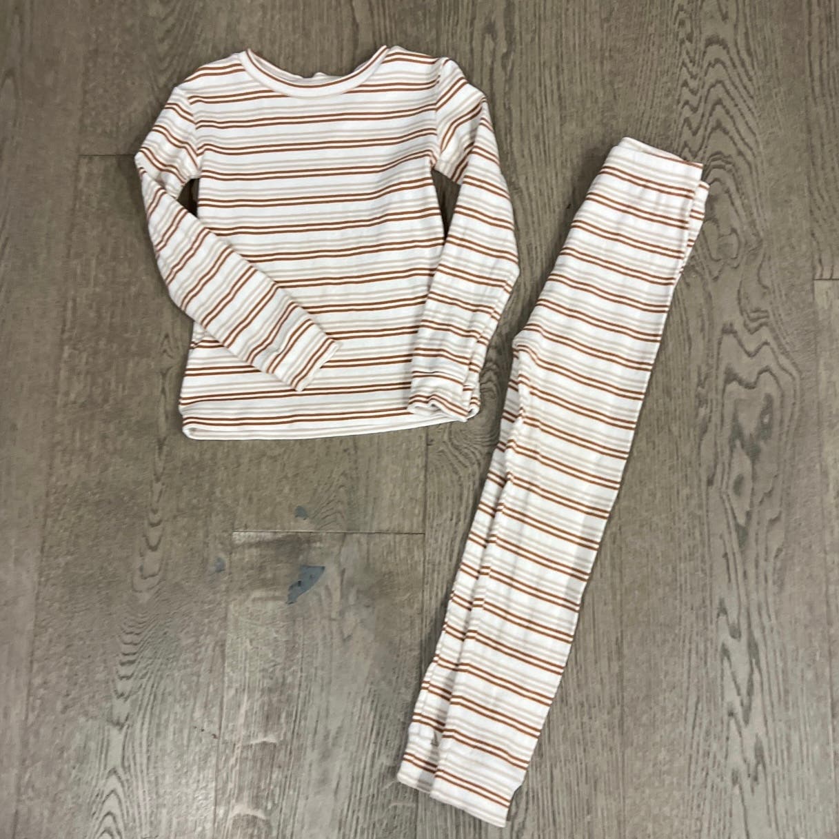 Rylee + Cru Oat & Cinnamon Striped Pajama PJ set 5/6