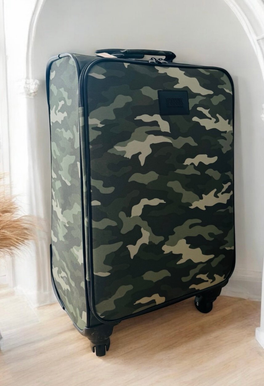 Rolling Luggage 4 Wheels Spinner Travel PINK Victoria’s Secret Camouflage