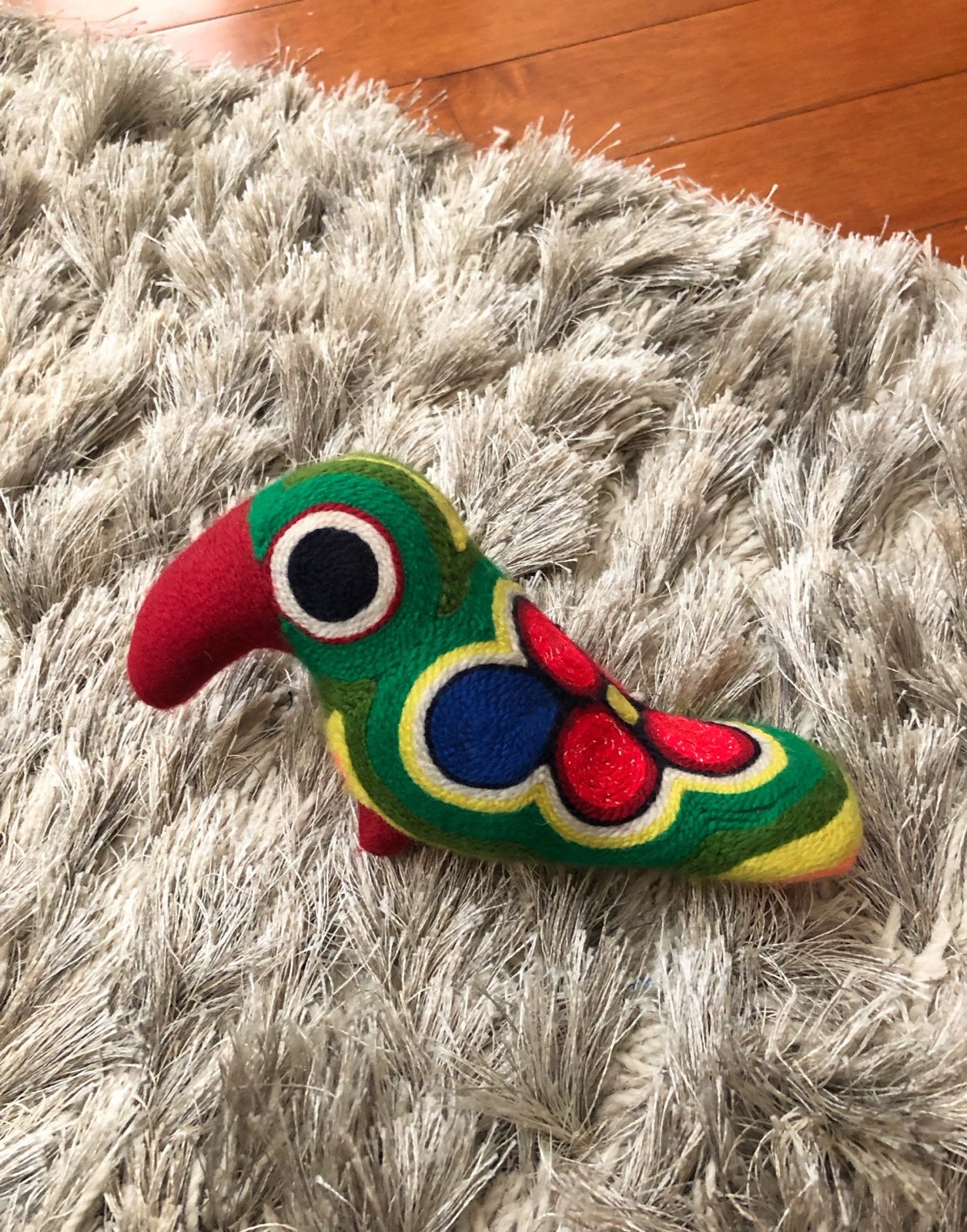 Vintage Mexican Folk Art Huichoi Yarn Wrapped Bird Figurine