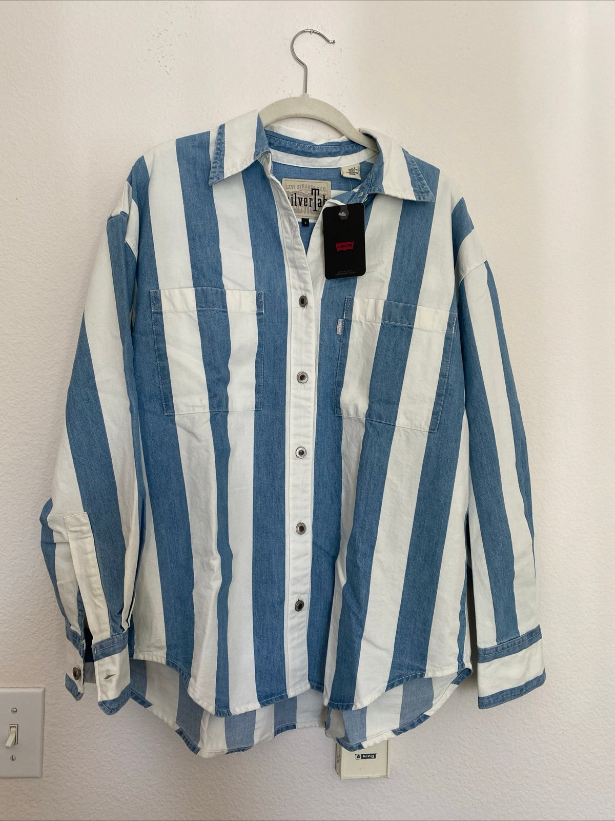 Levis SilverTab Denim Shirt Blue Striped Long Sleeve NWT Size Small