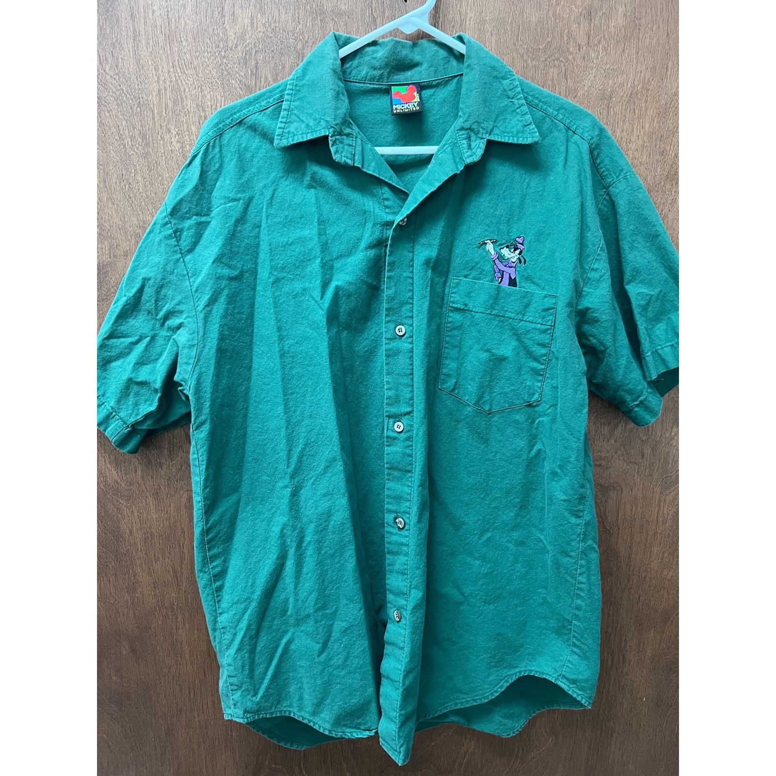 Vtg 80sDisney Collared Work Shirt Mickey Unlimited Brand Goofy Character Size L