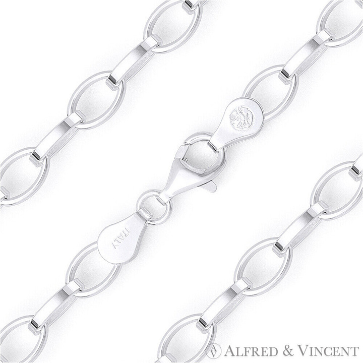 5.6mm Romy Link Oval Cable Chain Necklace in .925 Italy Sterling Silver - 30