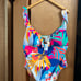J Crew (Size 3X) Colorful One Piece Ruffle Strap Swimsuit Modern Fun New Beach