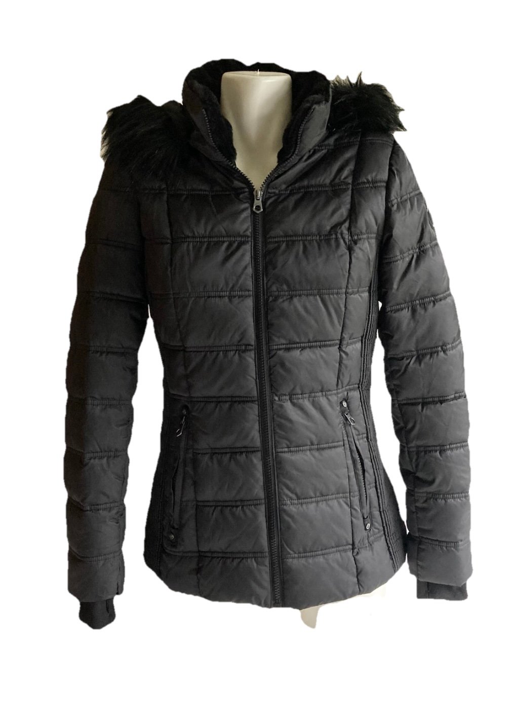 New Nautica Black Polyester Hooded Puffer Jacket size XS