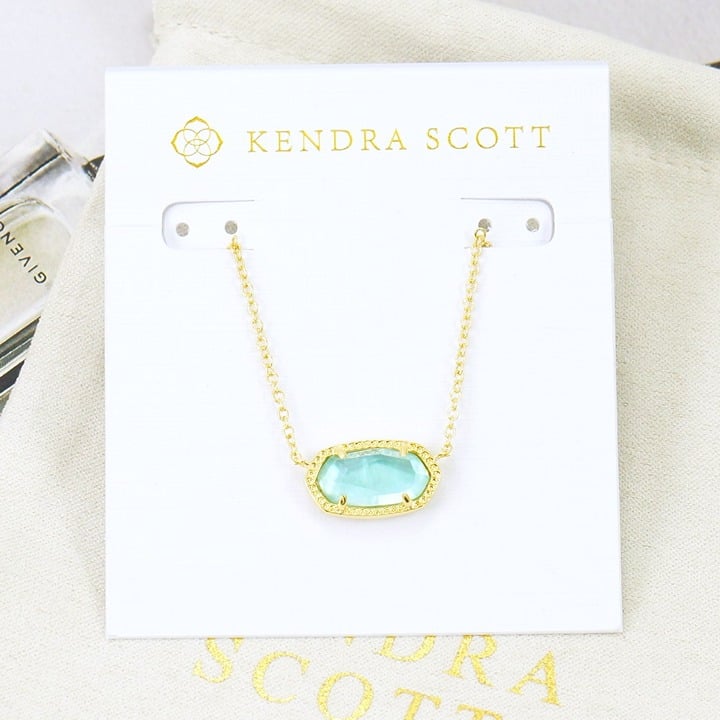 kendra scott Elisa Aqua blue Illusion necklace Gold Plated