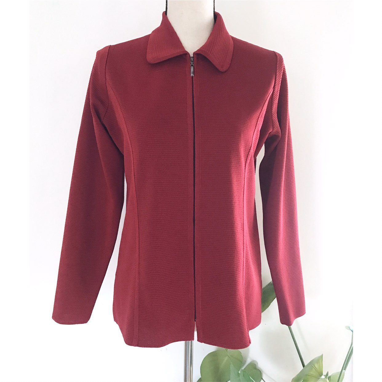 Exclusively Misook Full Zip Red Jacket