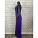 Vintage 90's Sleeveless Halter V-Neck Beaded Purple Evening Gown Silk Dress Sz 4