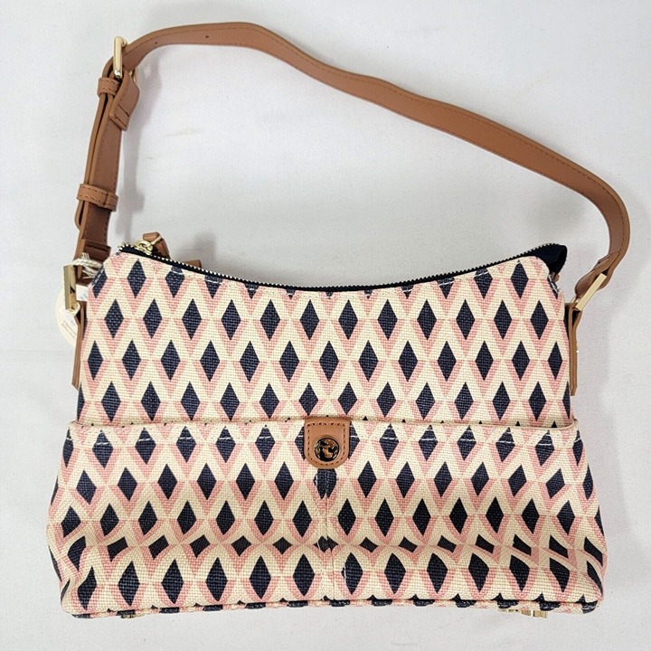 Spartina 449 Barbee Dixie Hobo Purse Pink Cream Blue Diamond Print NEW 138.